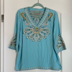 Soft Surroundings River Island Tunic Embroidered Boho PM